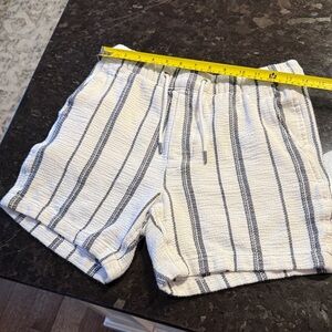 Striped Knit Shorts in White and Gray